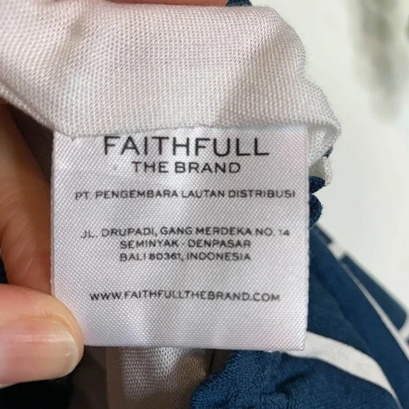 NWT FAITHFULL Suns Out Top linen strapless frayed cropped navy white striped - Picture 10 of 15